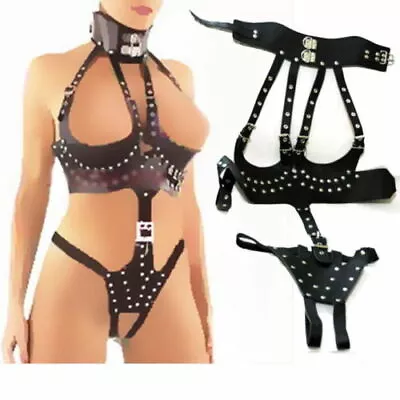 $23.89 • Buy Sexy Women Clubwear Body Harness Corset PU Leather Cupless M/L Straight Jacket