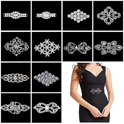 £8.39 • Buy Diamante Motifs Rhinestone Crystal Appliques Sew On Glue On Bridal Dress Motif