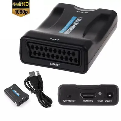 £7.94 • Buy SCART To HDMI Converter Adapter Composite 1080P Video Scaler Audio For DVD TV