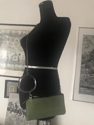 Zara Green Suede Leather Wallet Chain Bag NWT • $29