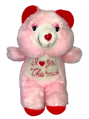 Vintage Cuddle Wit Teddy Bear Plush Pink I Love You This Much Valentines 12 Inch • $11.95