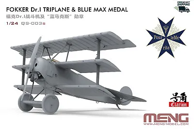 MENG QS-003S 1/24 Fokker Dr.I Triplane Blue Max Medal  Plastic Model Kit • $160.91