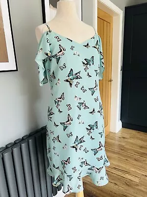 Stunning Blue Butterfly  Print Dress  Oasis Size 12 • £4.99