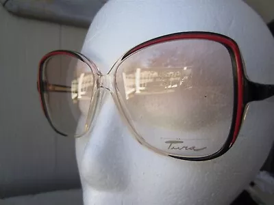 Vintage 1980's TURA France Framed SUNGLASSES 617 Red Black Plastic Mod  • $9.99