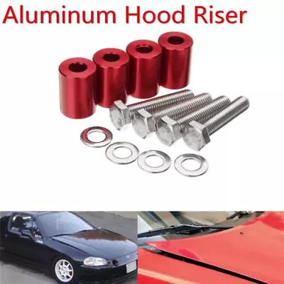 4 Pcs Car Auto Red Hood Risers Hood Vent Spacers Kit For 8mm Bolt Turbo Engine • $15.40