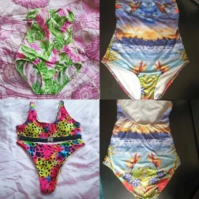 Bundle Swimsuit Bikini Jantzen Boohoo Tropical Neon Leopard Animal Print Rainbow • £12