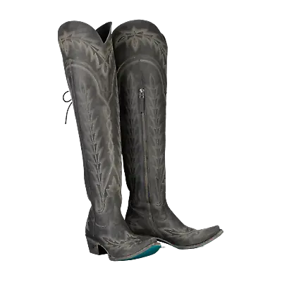 Lane Boots® Ladies Lexington OTK Distressed Jet Black Boots LB0499C • $495