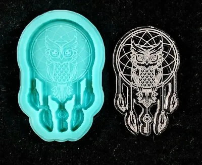 $15.95 • Buy Shiny OWL DREAMCATCHER Etched SILICONE Mold -  Craft Charm Resin Clay Glossy DIY