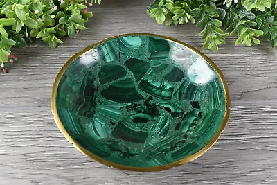 Large Malachite Dish Round Malachite Bowl From Congo  13.8 Cm   # 18066 • $79.95