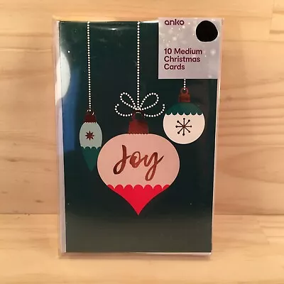 10pk FESTIVE JOY “Green & Red” Beautiful Christmas Greeting Cards & Envelopes • $4.99