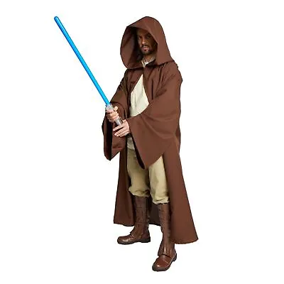 Adult Jedi Obi Wan Wizard STAR WARS Monk Cosplay Costume Brown Cloak Robe S M L • $49.99