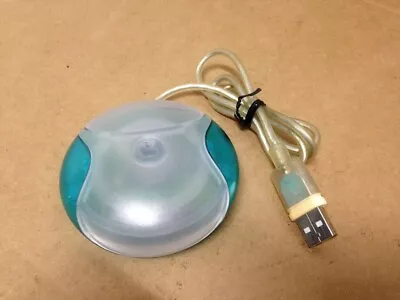 Vintage Apple M4848 Blue/Teal IMac Hockey Puck USB Wired Mouse • $25