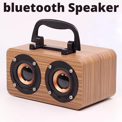 $39.99 • Buy NEW Bluetooth Speaker Wireless Rechargeable Stereo Home Wood Powerful USB/TF/AUX