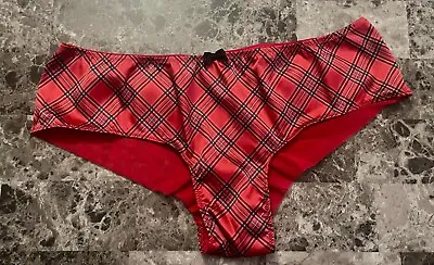 Nwot Victoria's Secret Xl Smooth Red Black Pink Plaid Mesh Back Cheeky Panties • £28.63