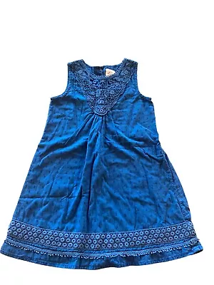 Sz 5-6 Yrs Mini Boden Girls Blue Swiss Dot Eyelet Dress • $26