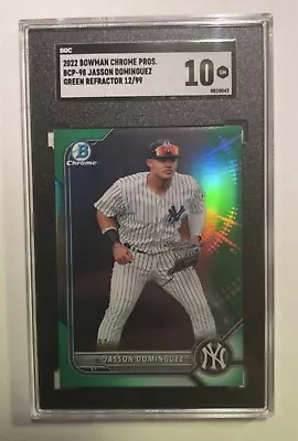 📈 2022 Bowman Jasson Dominguez BCP-98 Green /99 SGC 10 MLB.com #39 Prospect RC • $169.69