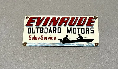 Vintage 12” Evinrude Motor Boat Porcelain Sign Car Gas Truck Oil Fish Bait Hunt • $109.99