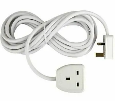 1 Way Gang Single Socket Power Mains Extension Lead Cable 2M /5m - White UK Plug • £6.99