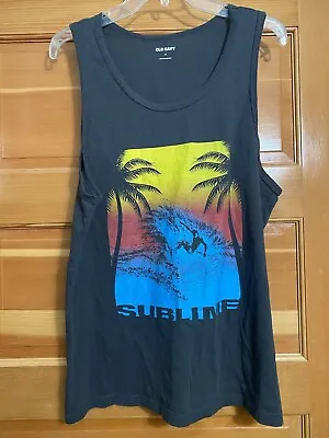 Sublime Surfer Graphic Mens Medium Reggae Rock Charcoal Grey Tank Top • $7.50