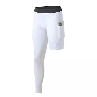 Men's Basketball Single Leg Tight Sports Pants 1/2 One Leg Compression Pants US • $13.59