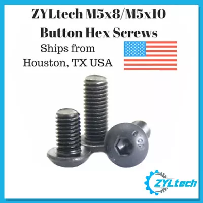 100x M5x8 M5x10 Button Hex Screws High Strength Class 10.9 Black • $7.95