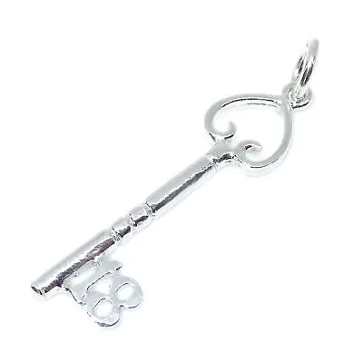 18th Birthday Key Sterling Silver Charm .925 X 1 Age Eighteen Charms • £13.25