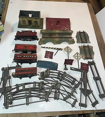 IVES Railway Lines #60 Baggage Cars / Engine  O Gauge Vintage Tin Train Set • $44