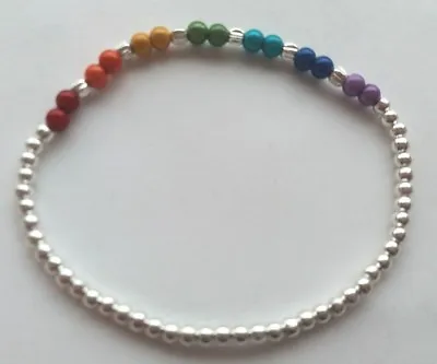 Rainbow Healing Chakra Miracle Bead Stretch / Stretchy Stacking Bracelet B031 • £3.25