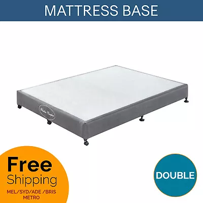 $364 • Buy Double Mattress Bed Base Charcoal Fabric Pine Wooden KD Slat Bed Frame Ensemble