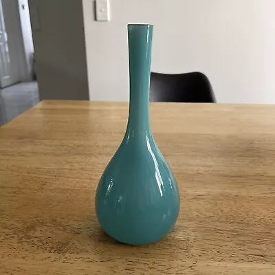 Vintage SWEDEN Turquoise CASED Glass Vase • $49.99