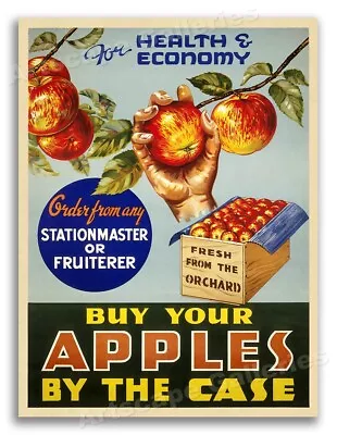 1930s Vintage Style Advertising Poster -  Buy Apples For Health  - 18x24 • $13.95