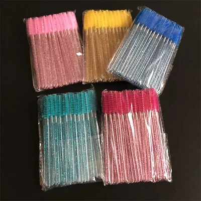 50Pcs Disposable Crystal Eyelash Brush Mascara Wands Applicator Grafting Eyel_WD • $2.93