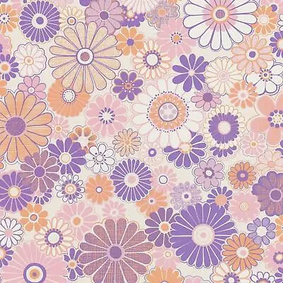 AS Creation Retro Floral Pattern Wallpaper Orange Pink Purple Paste The Wall • £26.99