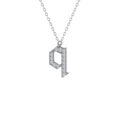 Sterling Silver Lab Grown Diamond Initial Q Necklace 18  Silver Cable Chain • $135.99