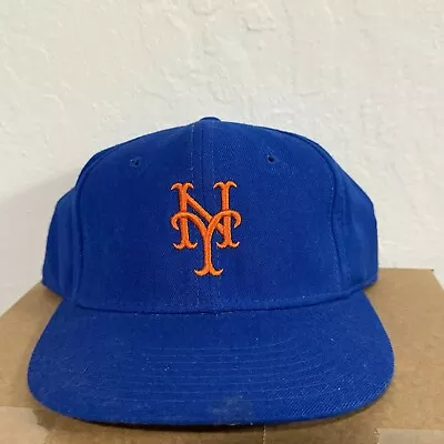 Vintage New York Mets Hat MLB Blue New Era Pro Model Size 7 ⅝ Fitted Cap • $39.99