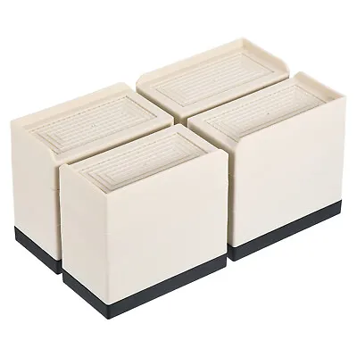 4Pcs Furniture Risers 4.3  Rectangle Bed Risers Adjustable Desk Sofa Riser Beige • $54.44