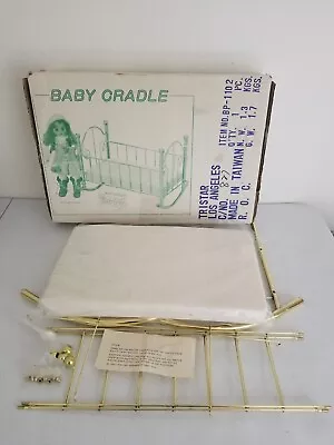 Vintage Gold-Tone Baby Cradle Kit Classic Nursery Decor New Furniture Unassem • $34.99