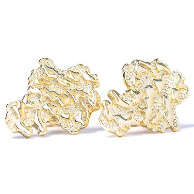 Mens 14k Gold Plated Gold Nugget 925 Sterling Hip Hop Trendy Small Stud Earrings • $22.99