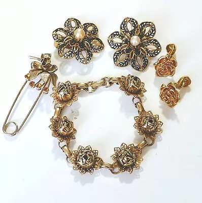 Vintage Mid Century Signed CORO Designer Floral Flower Estate Jewelry LOT 4 PCS • $32.99