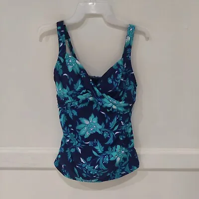 Lands' End Womens Wrap Underwire Tankini Top Bust Support Size 4 Tall $60 8B231 • $25.49
