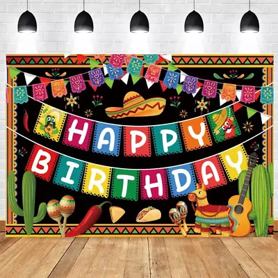 Mexican Happy Birthday Backdrop Mexican Party Decorations Fiesta Theme Backdrop  • $16.24