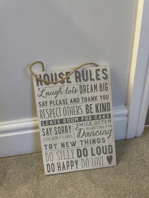 £0.99 • Buy House Rules Hanging Plaque Sign
