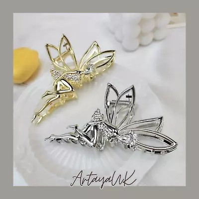 UK Elegant Fairy Angel Grab Clip Large Alloy Diamond Plated Hair Clip Accessory • £6.50