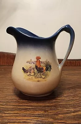 Vintage Rooster Hen & Chicks Water Pitcher French Country Kitchen Cottagecore • $16.99