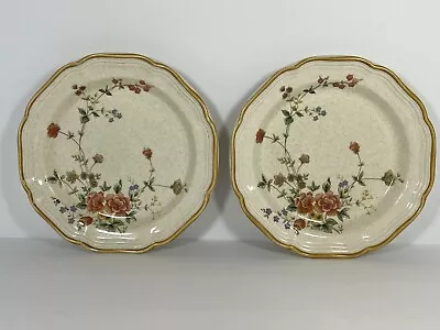 Mikasa Garden Club Silk Bouquet 8  Salad Plates Pair Vintage Mid Century • $18