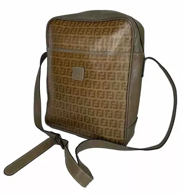 Vintage FENDI Zucca Zucchino Shoulder Cross Bag Purse Leather • $129