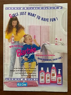 1992 Kid Care Barbie For Girls Shampoo Vintage Print Ad/Poster Haircare Retro  • $16.99