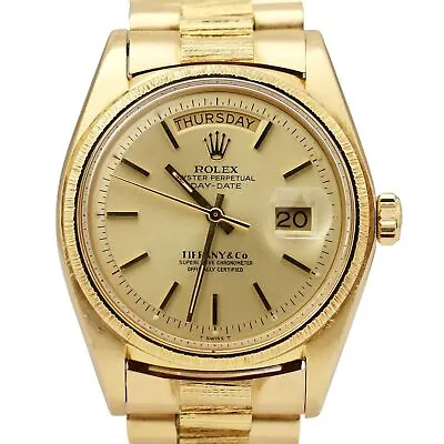 1975 Rolex Day-Date President BARK 36mm TIFFANY & CO 18K Yellow Gold Watch 1807 • $14993.41