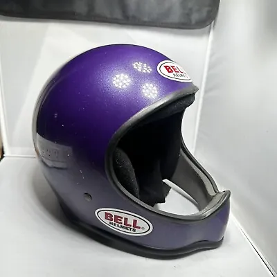 Bell Racing Helmet Full Face Purple Bmx Moto Rare Vintage 90s? Unknown Model ⭐️ • $119.99