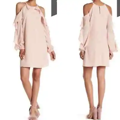 NEW Marchesa Pink Rose Tiered Shift Dress Ruffle Size M • $52